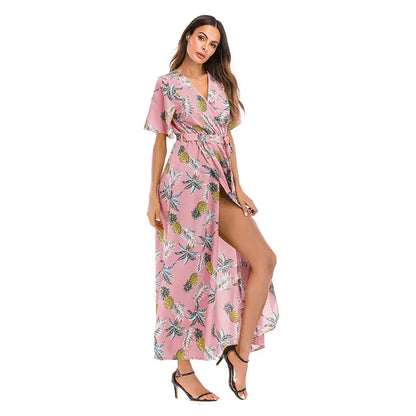 Women's Floral V-Neck Maxi Dress