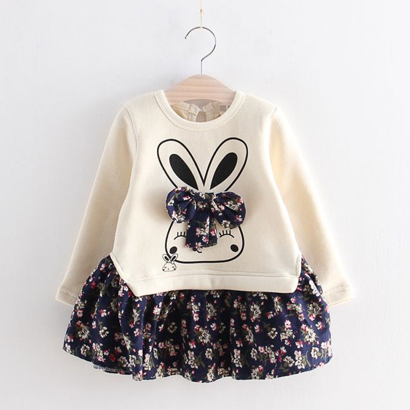Girls' Autumn Winter Animal Print Party Dress