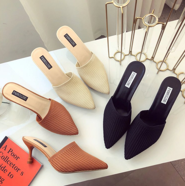 Pointed Toe Knitted High Heels and Sandals