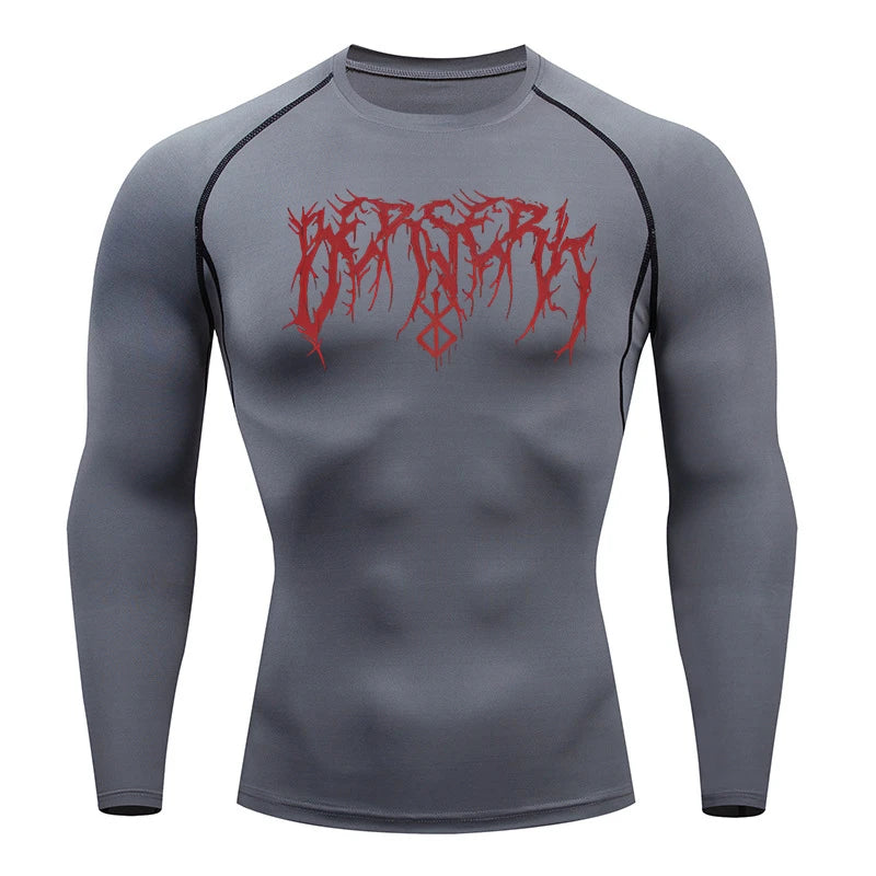 Men Athletic Quick Dry Compression Berserk Print T-shirts Tees