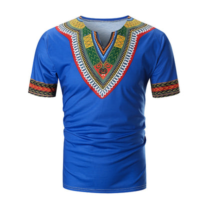 Men's Ethnic Style V-Neck Short Sleeve T-Shirt