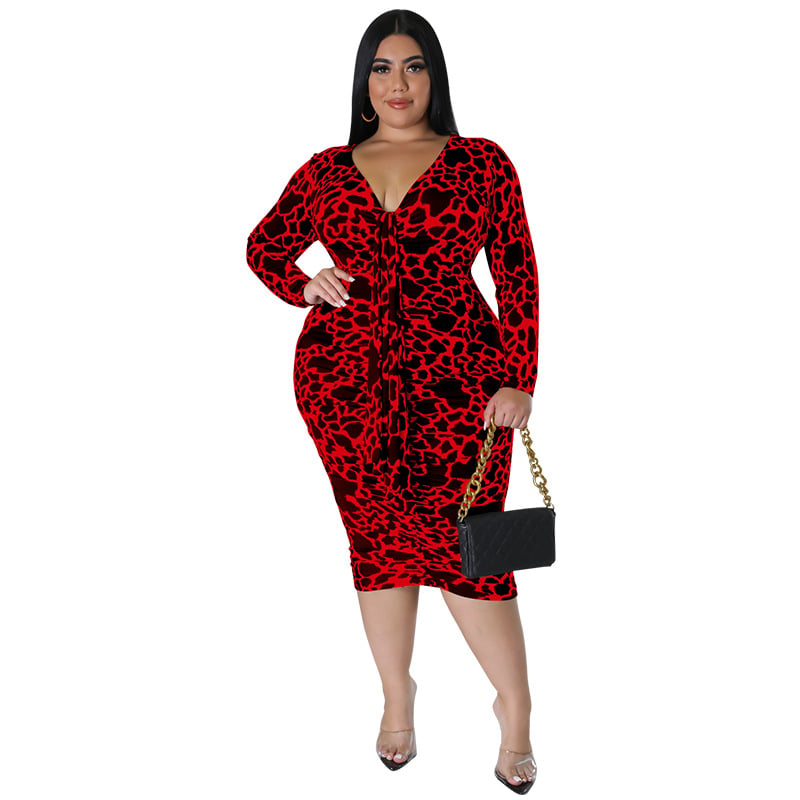Plus Size Women's Leopard Print Sheath Dress