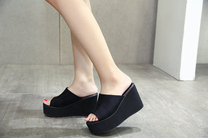 Wedge Sandals, Suede Slippers, High Heeled Mules