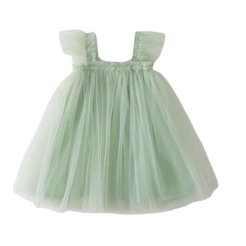 New Girls' Fleece Sleeve Tulle Dress