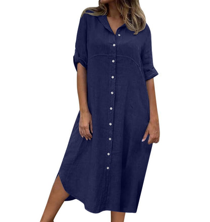 Women's Cotton Linen Shirt Dress