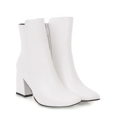 Autumn Women's Short Boots, Stylish Chunky Heels