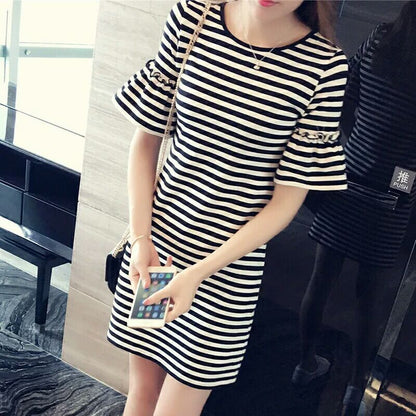 New Summer Striped T-Shirt Dress for Women