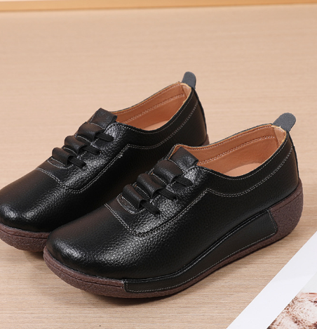 Leather Wedge Sneakers with Thick Sole (One Pair)