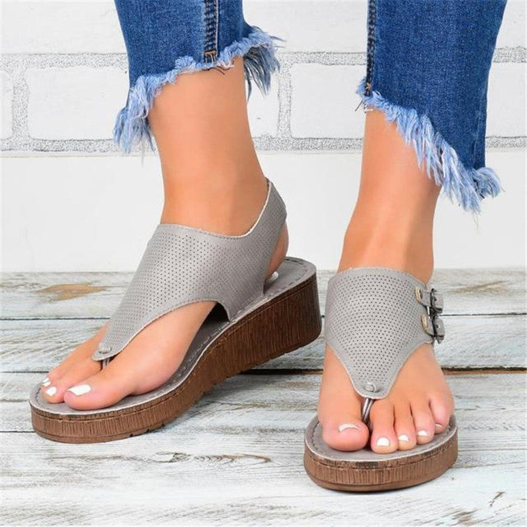 Women's Hollow Flat Heel Flip Flops Sandals