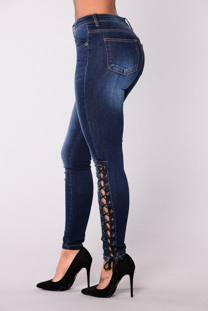 Dark Denim Women's Skinny Pants  Fashion Style