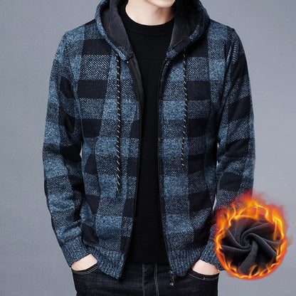 Warm Hooded Fleece Cardigan Knit Sweater Jacket
