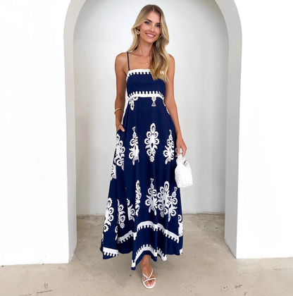 Geometric Print Sling Dress Women