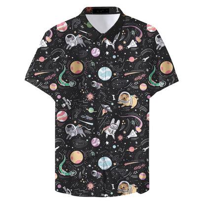 3D Printed Men's Short Sleeve Shirt - Starry Series