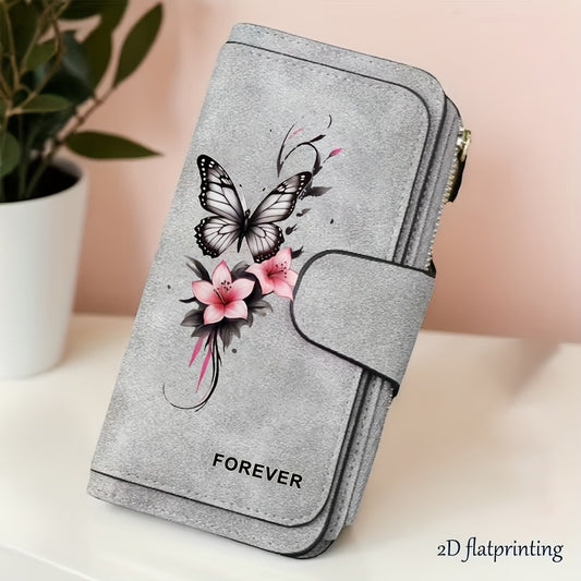 Butterfly & Flowers Wallet  Fold over Design  Wallet