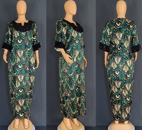 Plus Size Women's Long Satin Sequin Gown Dress