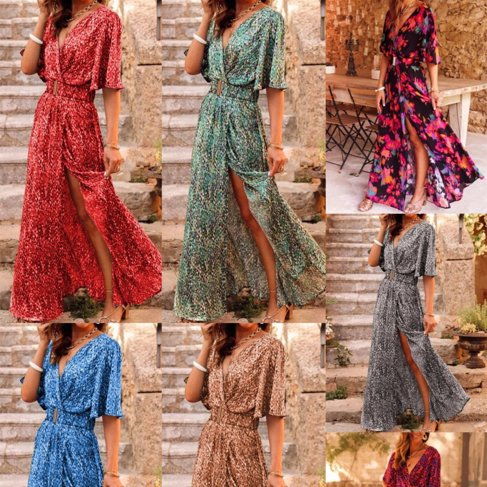 Elegant Printed Mid-Length Dress