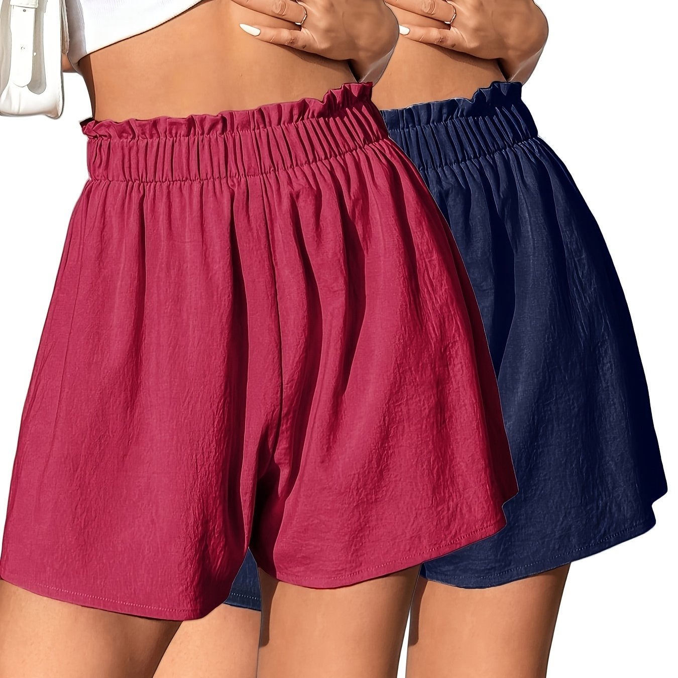 2pcs Set Plus Size Wide Leg Women's Shorts