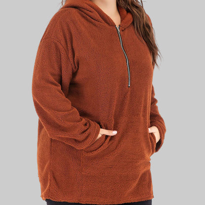 Plus Size Hooded Lamb Wool Sweater for Women