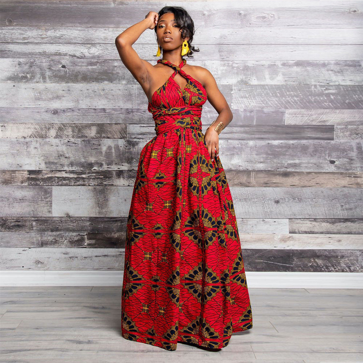 African Print Irregular Dress with Versatility