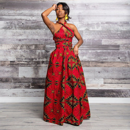 African Print Irregular Dress with Versatility