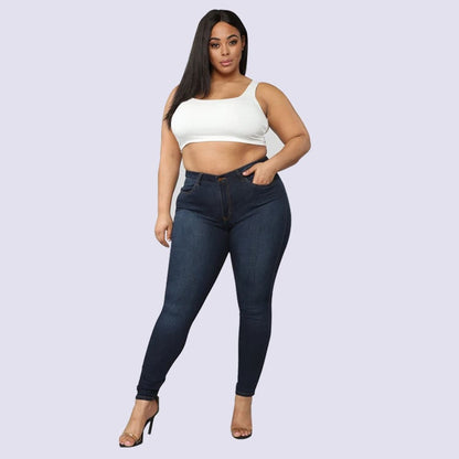 Plus Size High Elastic Denim Pencil Pants for Women