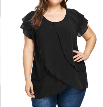 Plus Size Ruffle Blouse - Elegant Chiffon Top