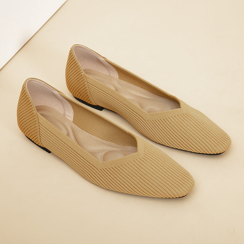 Knitted Flat Shoes with Soft Sole for Women