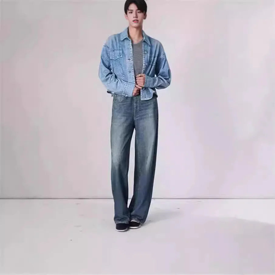 Retro Mid-waist Women's Jeans Loose Wide-leg Plus Size Straight-leg Pants - Trendy Attic Store01