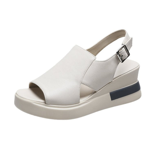 Korean Casual Wedge High-Heeled Sandals with Buckle