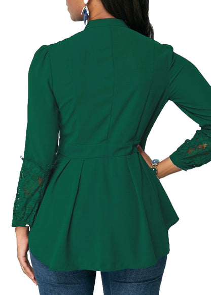Solid Color Long Sleeve Plus Size Work Top