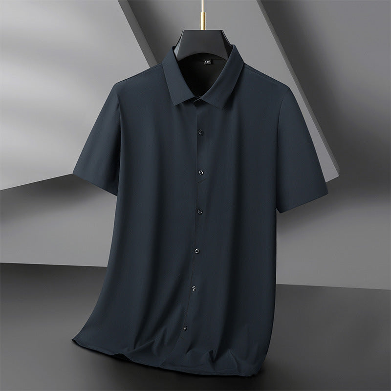 Plus Size Men's Short Sleeve Shirt in Ice Silk Fabric