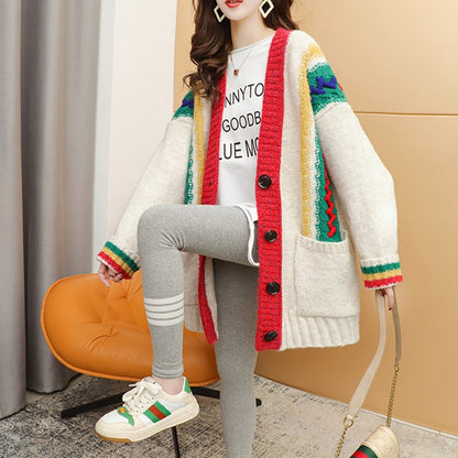 Loose Knitted Women's Sweater Jacket in Lazy Style