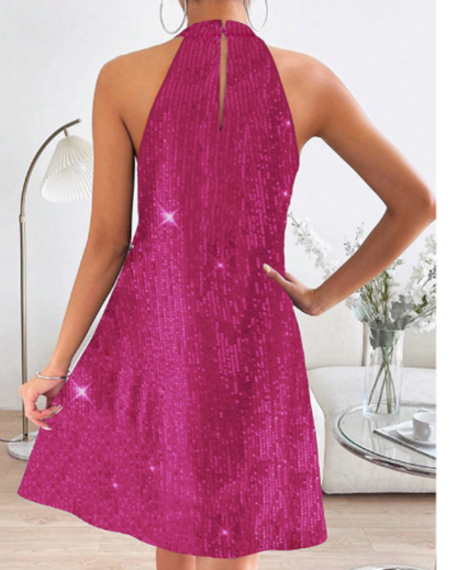 Elegant Halter Strapless Sequin Formal Dress