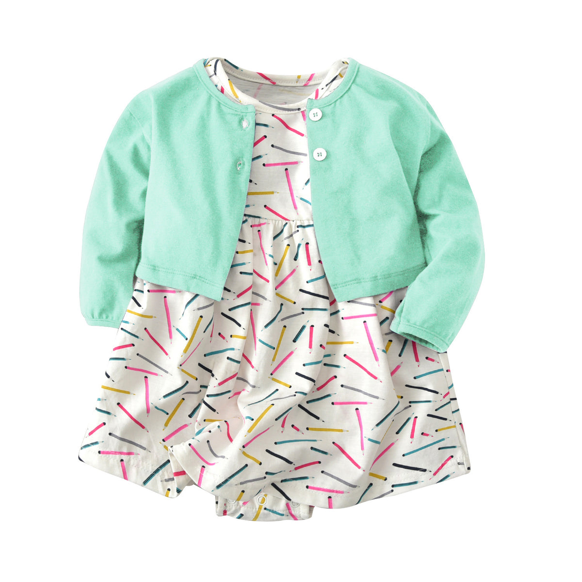 Baby Girls' Sweater Dress Set Cotton Two-Piece Outfit