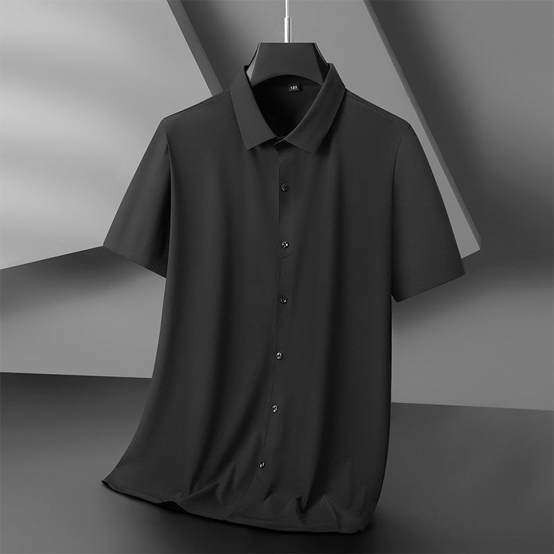 Plus Size Men's Short Sleeve Shirt in Ice Silk Fabric