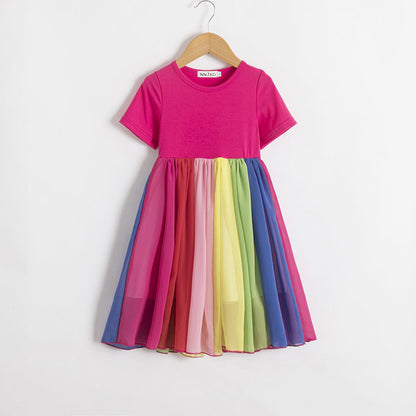 New Girl's Round Neck Dress for Spring and Autumn