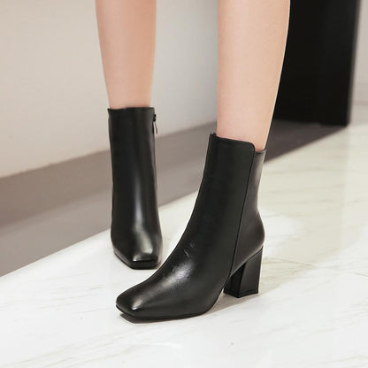 Autumn Women's Short Boots, Stylish Chunky Heels