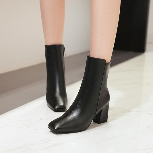Autumn Women's Short Boots, Stylish Chunky Heels