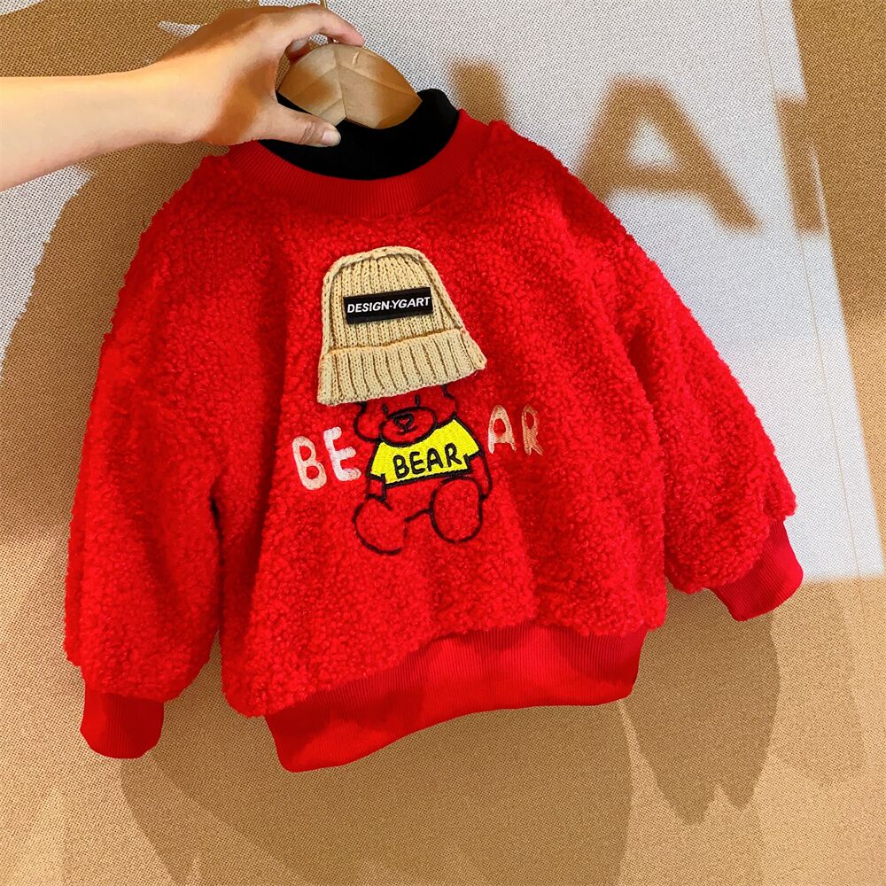 Girls' Thick Warm Fleece Wool Sweater