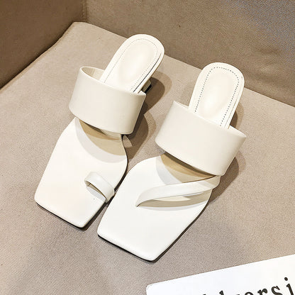 Square Toe High-Heeled Open-Toe Fashion Sandals