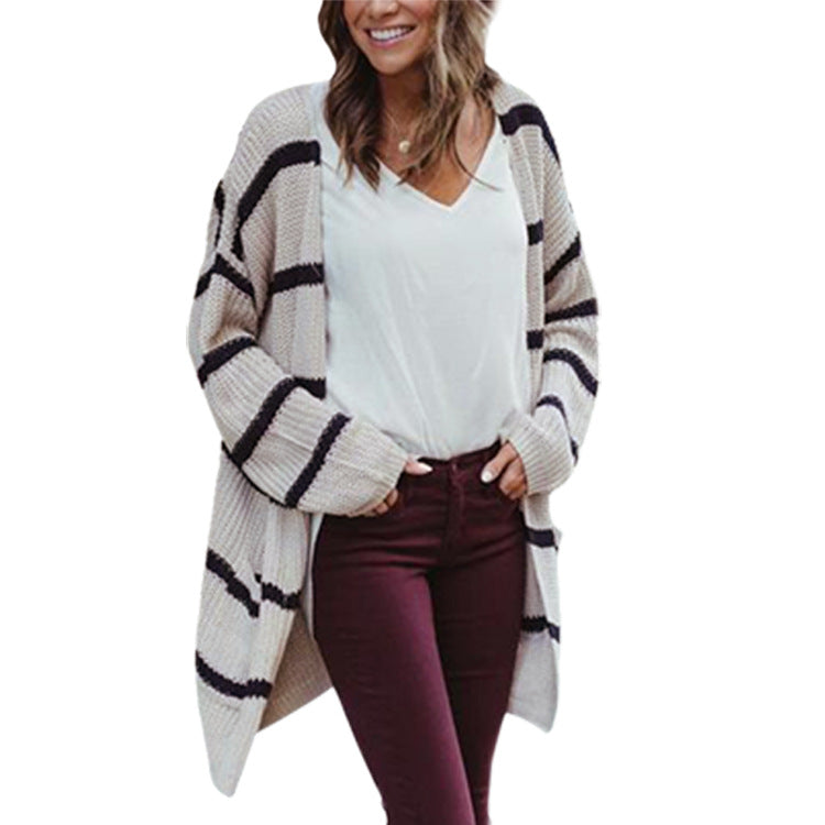 Striped Knit Sweater and Cardigan Jacket