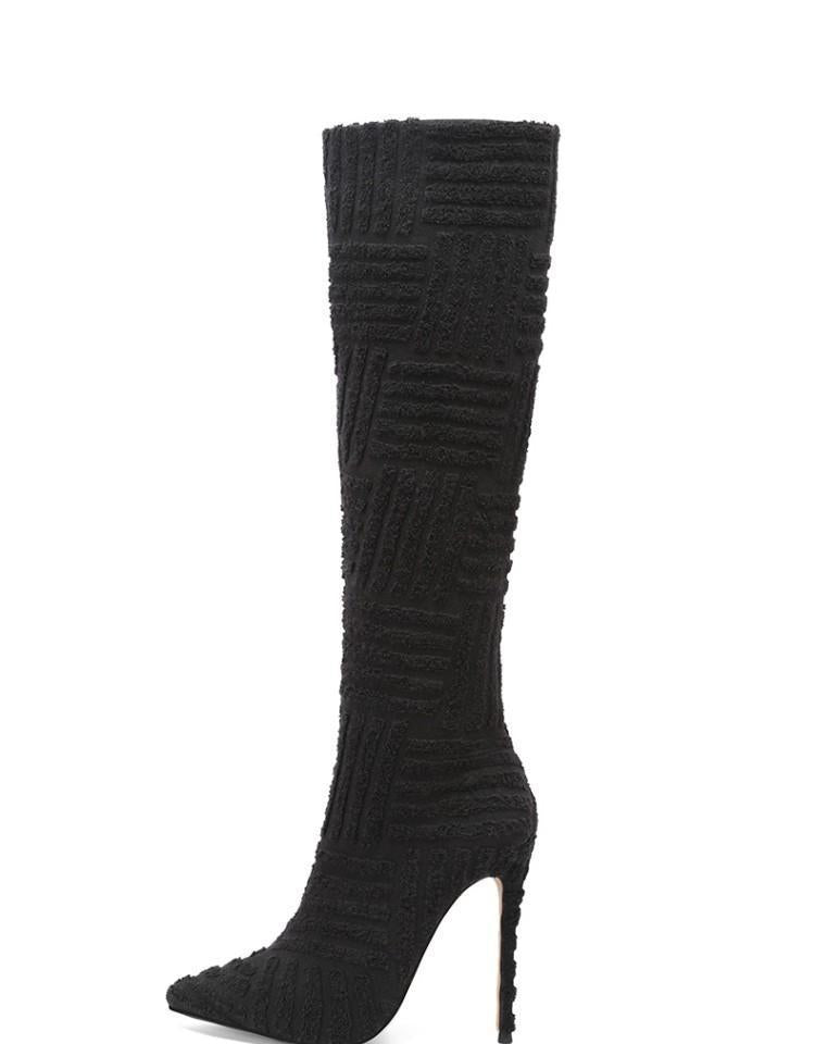 Green Rose Red High Tube Heels Boots