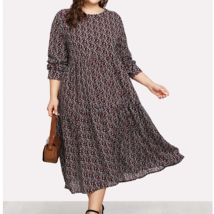Plus Size Floral Dress for Women  European & American Style