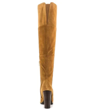 Knee-High Sheepskin Boots with Chunky Heels