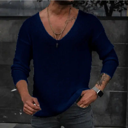 Men's Long Sleeve V-Neck Independent Sweater