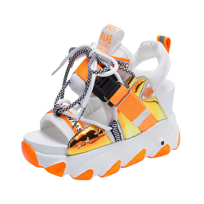 Women's Chunky Platform Lace-Up Wedge Sandals