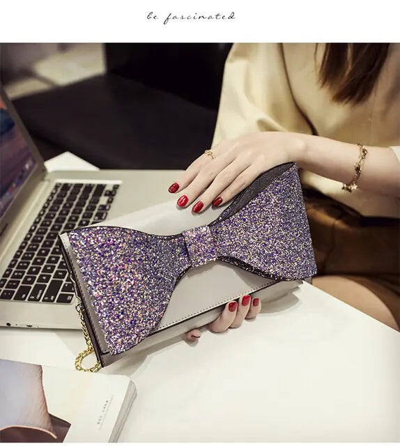 Bolso de mano de lentejuelas brillantes con cadena para mujer