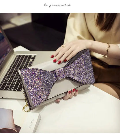 Bolso de mano de lentejuelas brillantes con cadena para mujer
