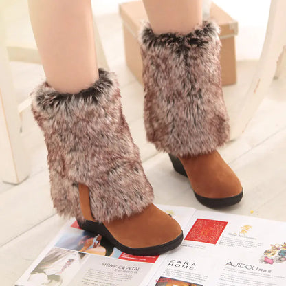 Faux Rabbit Fur High Boots for Women