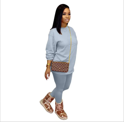 Trendy Women's Candy Color Two-Piece Casual Set